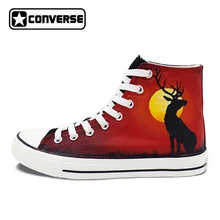 Custom Hand Painted Shoes Converse Chuck Taylor Reindeer in Sunset High Top Canvas Sneakers Unique Gifts