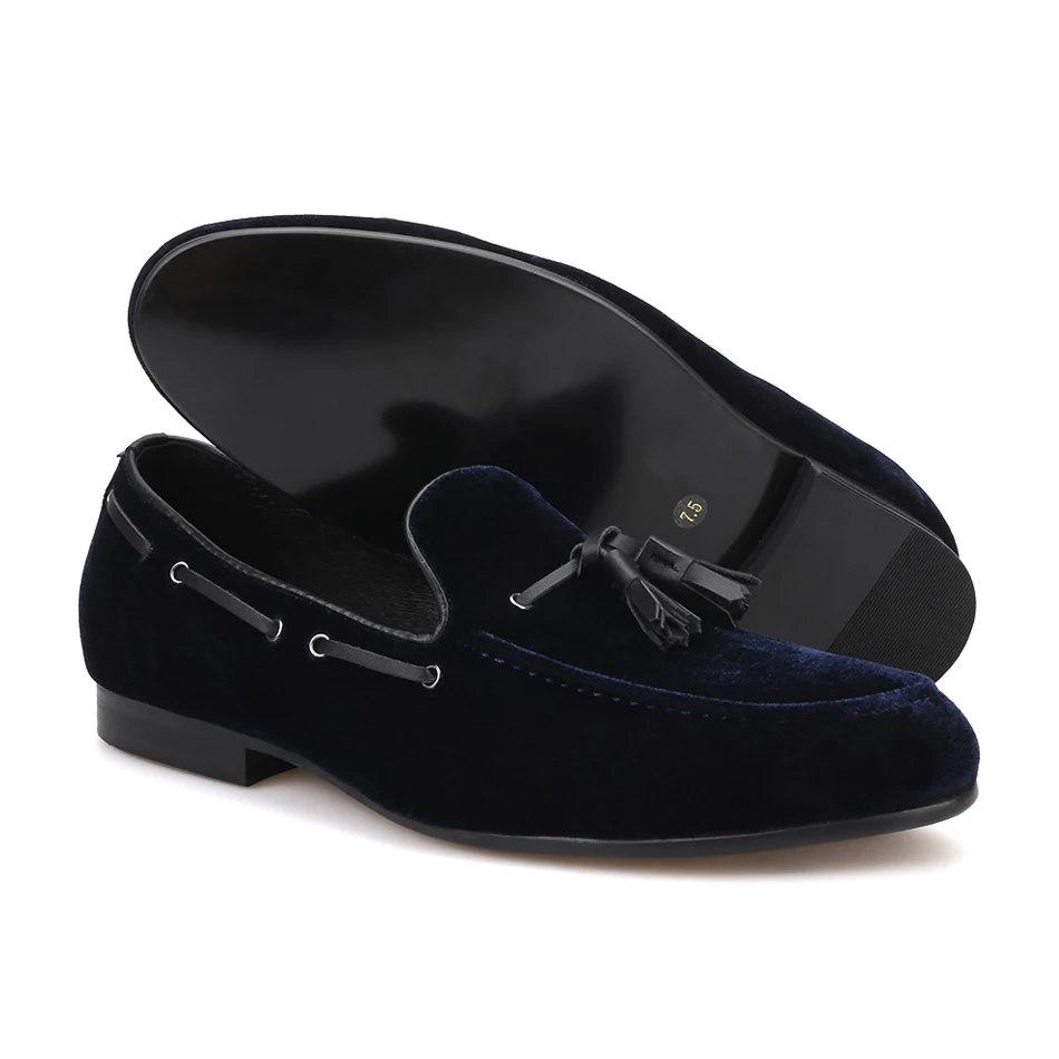 Piergitar/ темно-синие кожаные мужские туфли с кисточками Мужская обувь для вечеринки и свадьбы мужские бархатные Лоферы мужская обувь на плоской подошве