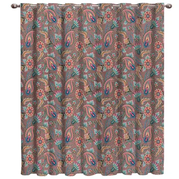 

Retro Indian Ethnic Flower Window Treatment Sets Bedroom Curtains Window Dressing Room Darkening Custom Drapes Living Room