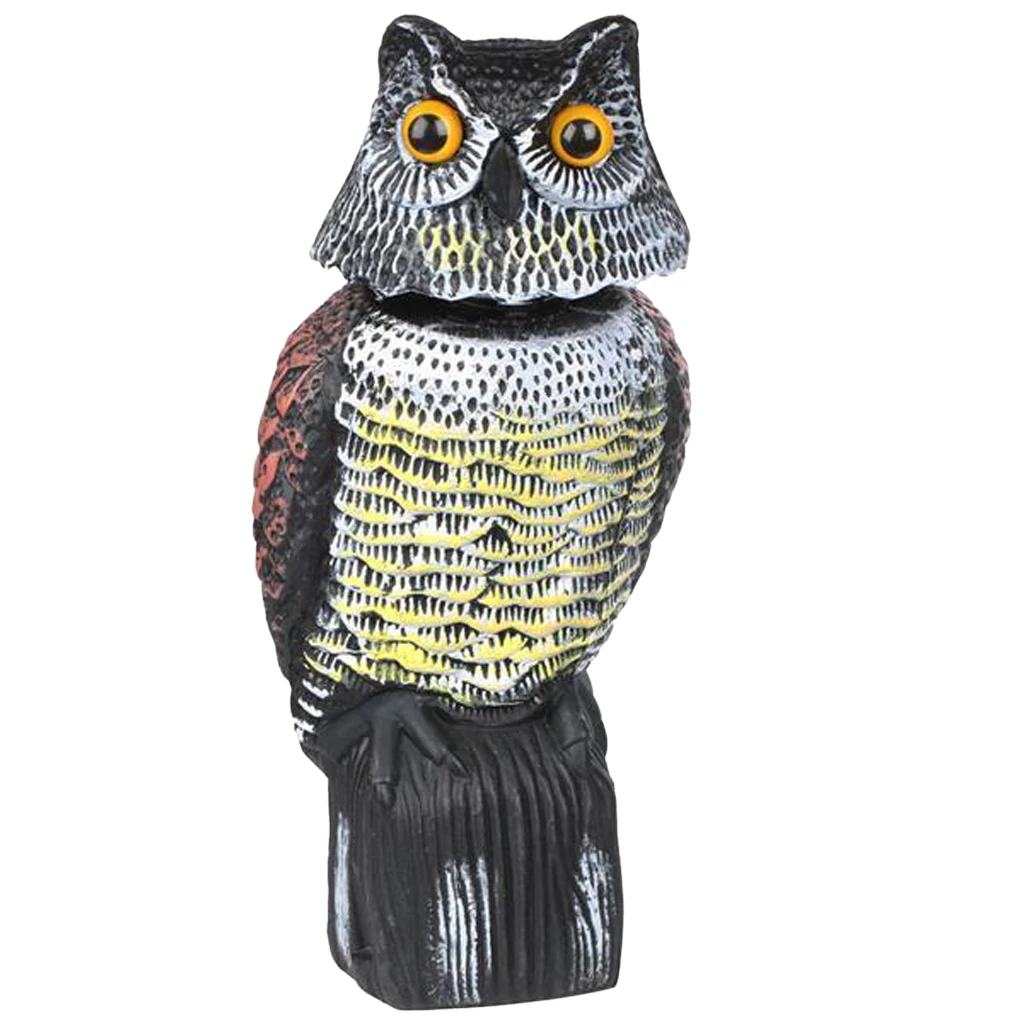 2pcs Owl Decoy w/ Rotating Head Statues – Garden Owl Animal Repellent Deters Birds, Pests & Squirrels