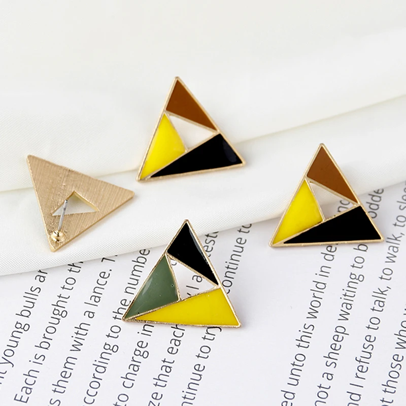 

AENSOA Simple Enamel Colorful Cute Triangle Stud Earrings For Women Girl Minimalist Sweet Small Earrings Party Date Jewelry