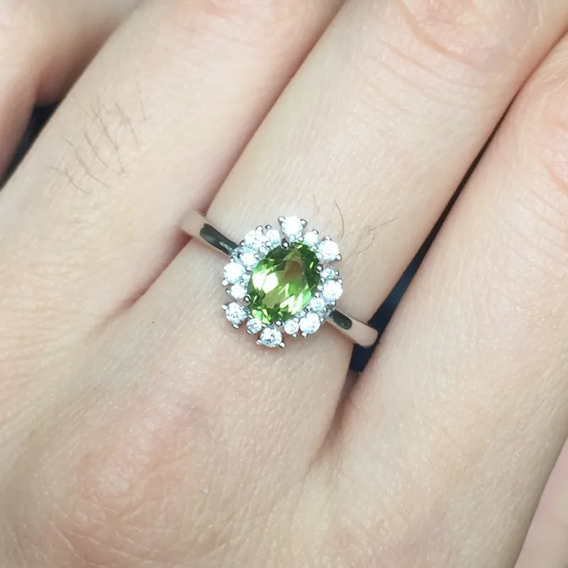 

ZT Romantic Women 925 Sterling Silver With White Or Rose Color Rings Peridot Fine Jewelry Female Rings For Women Wedding Ring