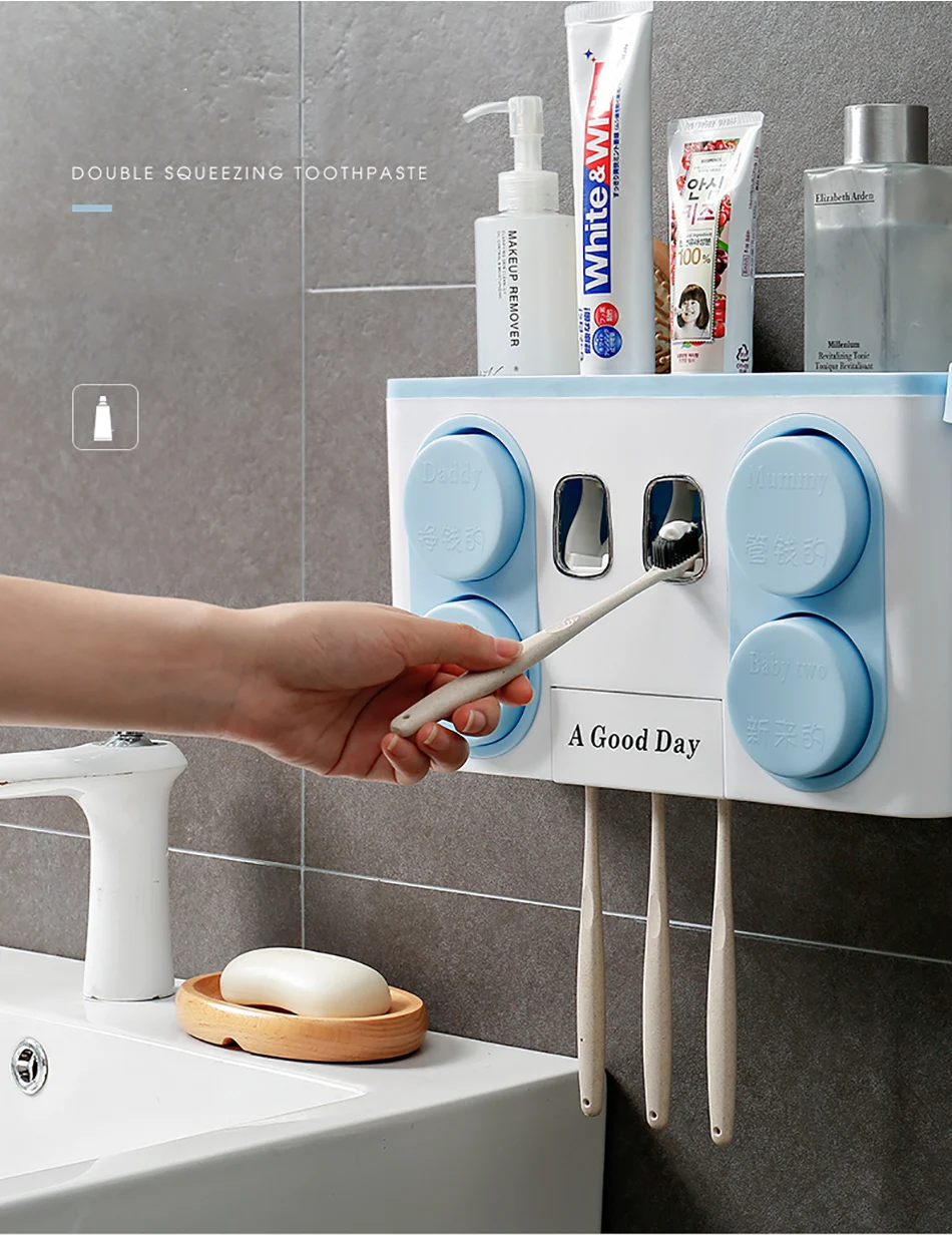 GUNOT настенный держатель для зубных щеток Автоматический Диспенсер для зубной пасты для ванной ящик для хранения зубных щеток наборы аксессуаров для ванной комнаты