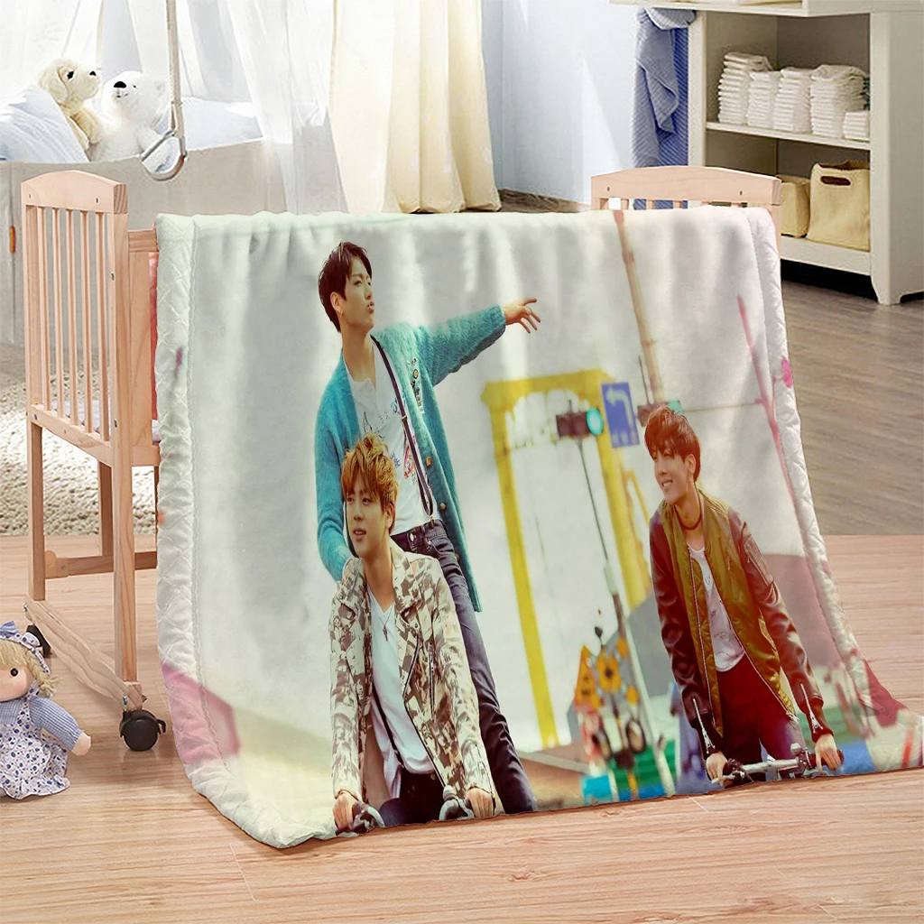 

Printing Sherpa Blanket on Beds Kids Cartoon Plush Throw Blanket Sofa Cover Rainbow Puppy Thin Quilt Warm Blanket