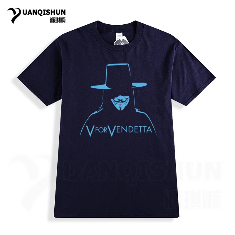 YUANQISHUN фирменная футболка фильм V для серии Vendetta Футболка Маска Гая Фокса серии футболок безымного негодного тролля - Цвет: Navy blue  K