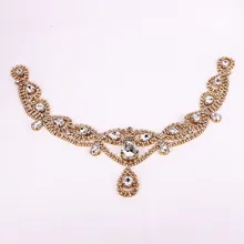 Золотое прозрачное Кристальное ожерелье с подвесом в форме капли для свадебного платья юбка мигающие аксессуары для одежды