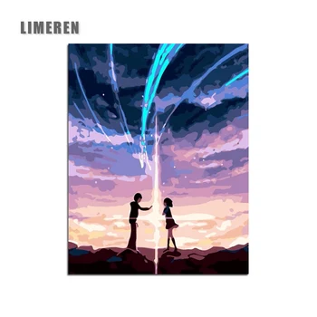 

Unframed Cartoon Movie Japan Anime Your Name Poster Coloring By Number Modular Digital Painting By Numbers For Unique Gift