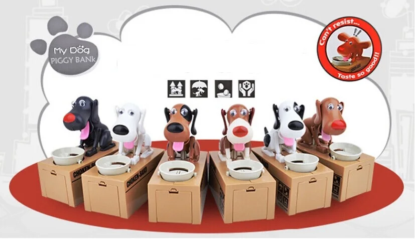 Бесплатная Доставка 1 Шт Choken Бако Роботизированная Собака Банк Собак Doggy Монет