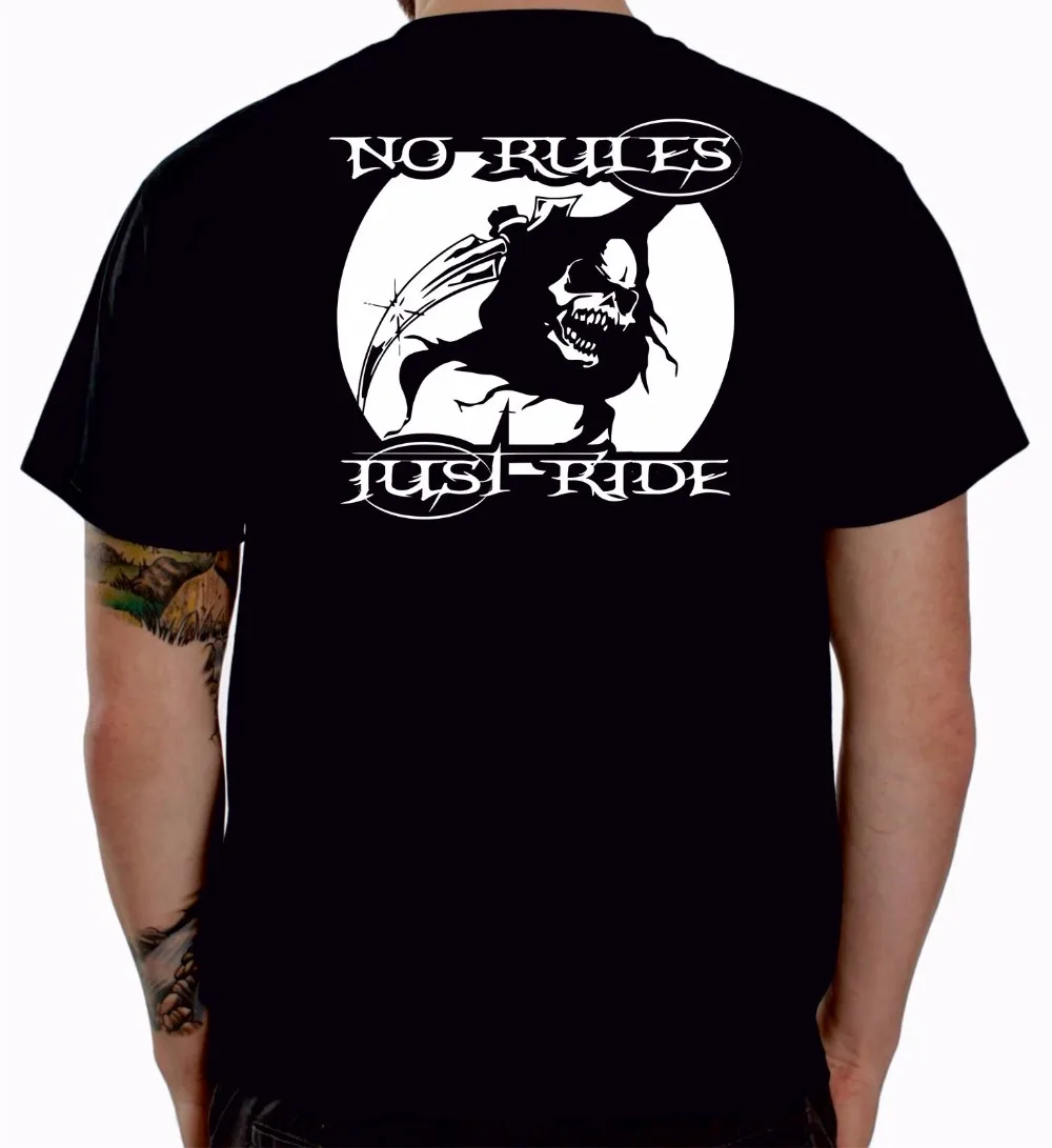 Best 2018 Summer Men O Neck Print T Shirts Fashion Slim Short Sleeve O Neck No Rules Reaper Custom Motorcycle Novelty T Shirt