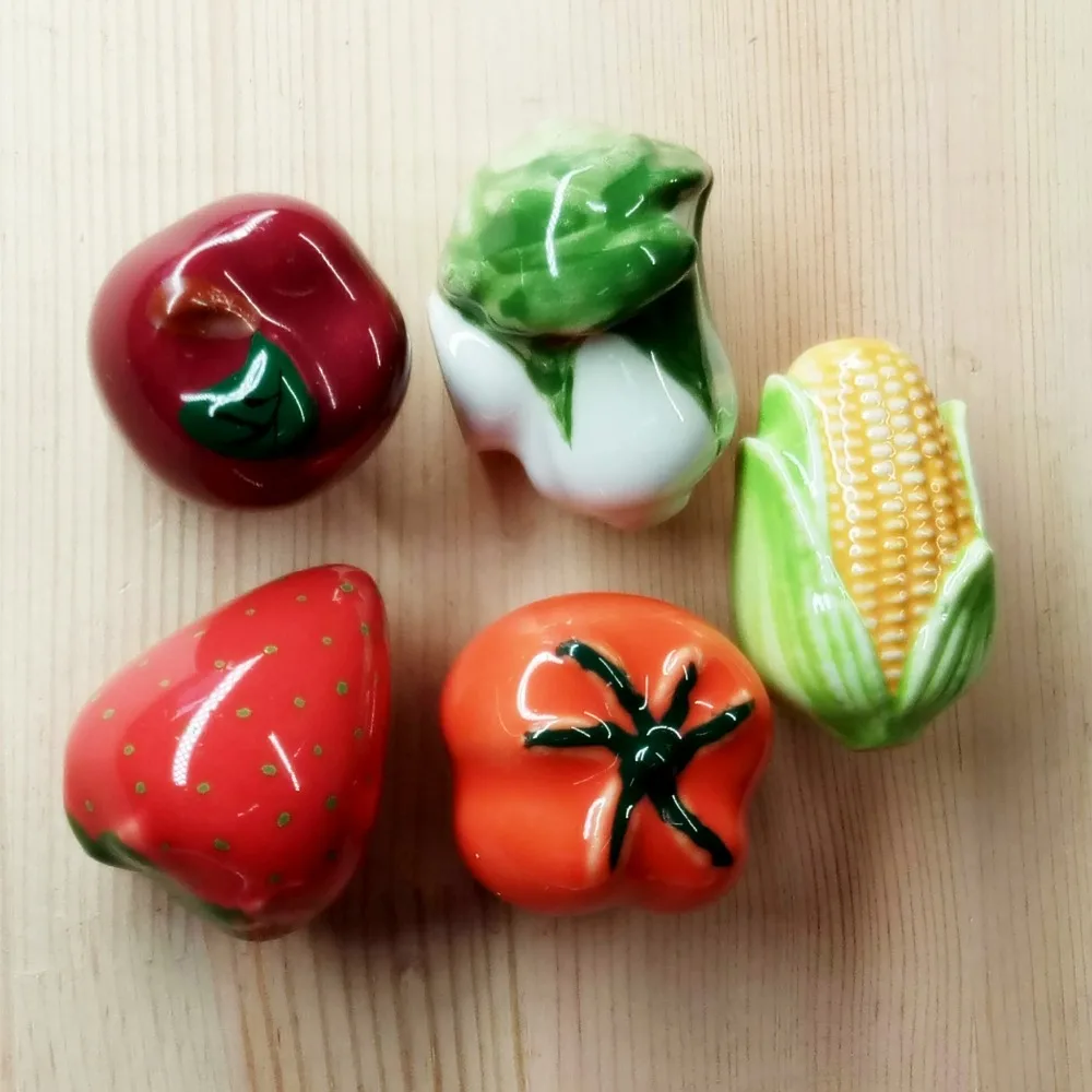 

Creative handle Vegetable shape ceramic single hole door knobs cartoon style corn apple strawberry knobs
