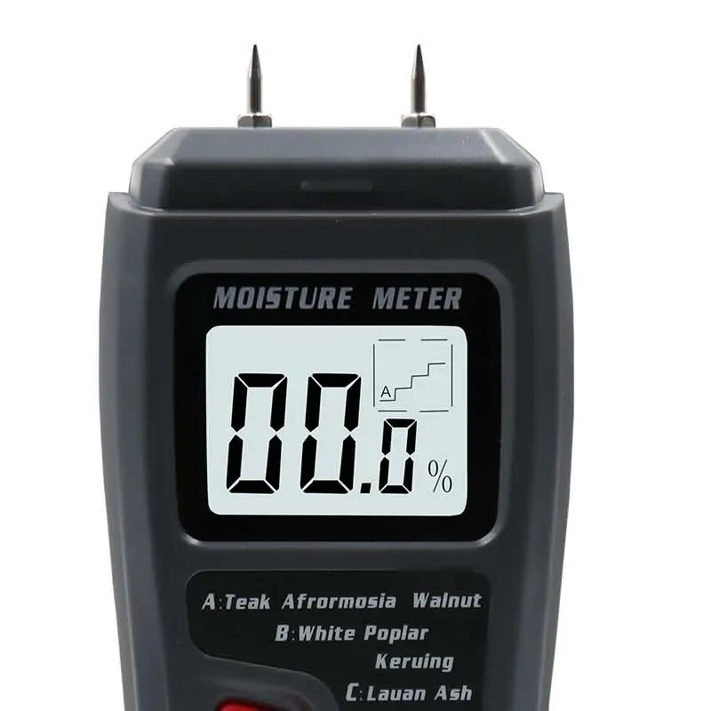 EMT01 Two Pins Digital Wood Moisture Meter 0-99.9% Wood Humidity Tester Timber Damp Detector with Large LCD Display