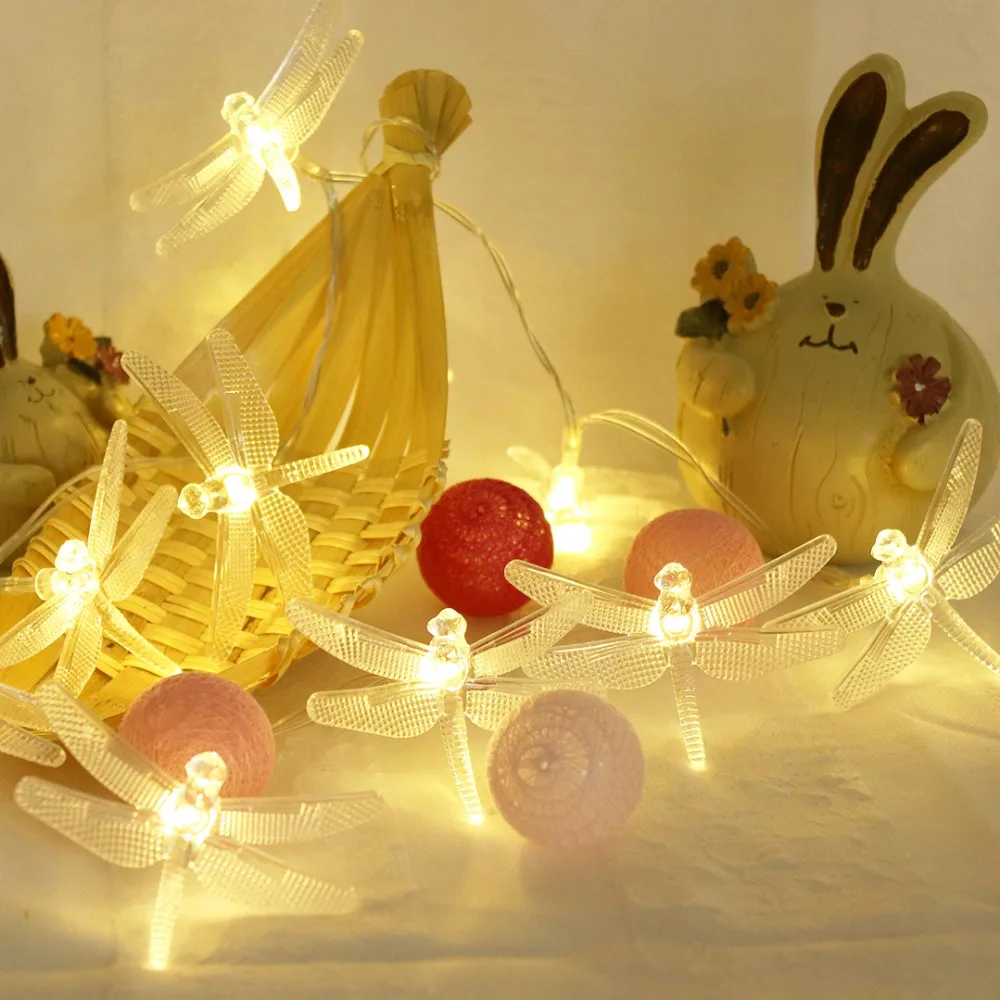 Рождественский Светильник Стрекоза светодиодный Сказочный светильник s 10 светодиодный s для рождественские вечерние украшения гирлянды USB или на батарейках IQ