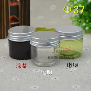 

25 grams green/clear/brown PET Jar,25ml Plastic Jar with silver Aluminum cap Cosmetic Packaging Personal Care Sample Container