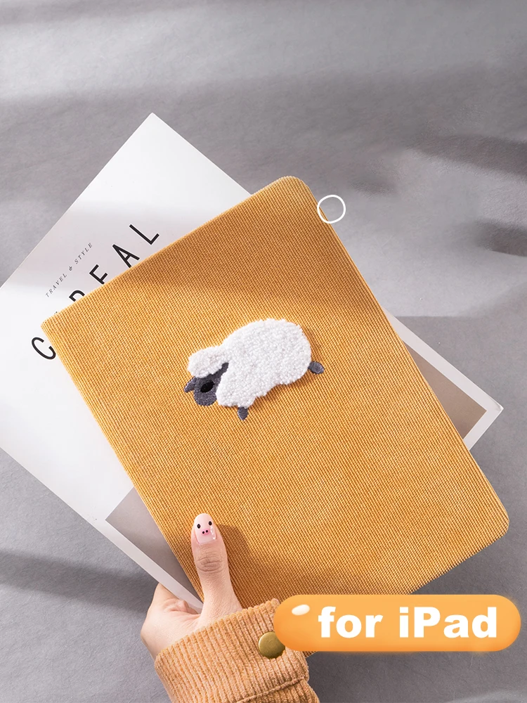 

Yellow Embroidery Sheep Slim Case for iPad mini 5 Case Smart Cover Soft TPU silicone Back for iPad mini5 2019 A2133 tablet