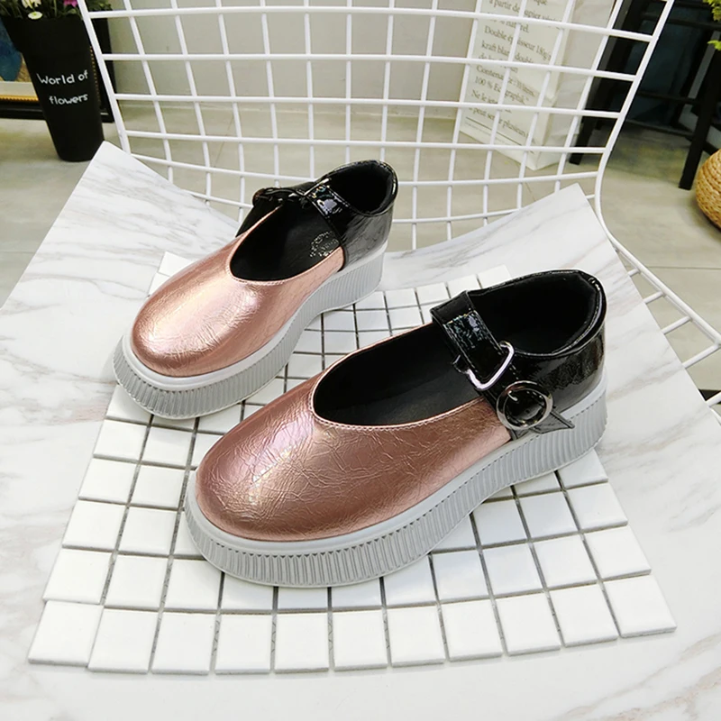 

Women's Flat Shoes 2019 Summer Fashion Patent Leather Female Platform Shoe Mary Janes Woman Summer Shoes Thick Sole Women Flats