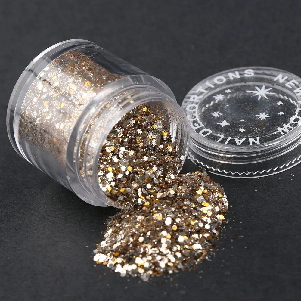 

1 Bottle New Women Fashion DIY Nail Glitter Decorations Nail Art Designs Acrylic UV Mix Glitter Powder