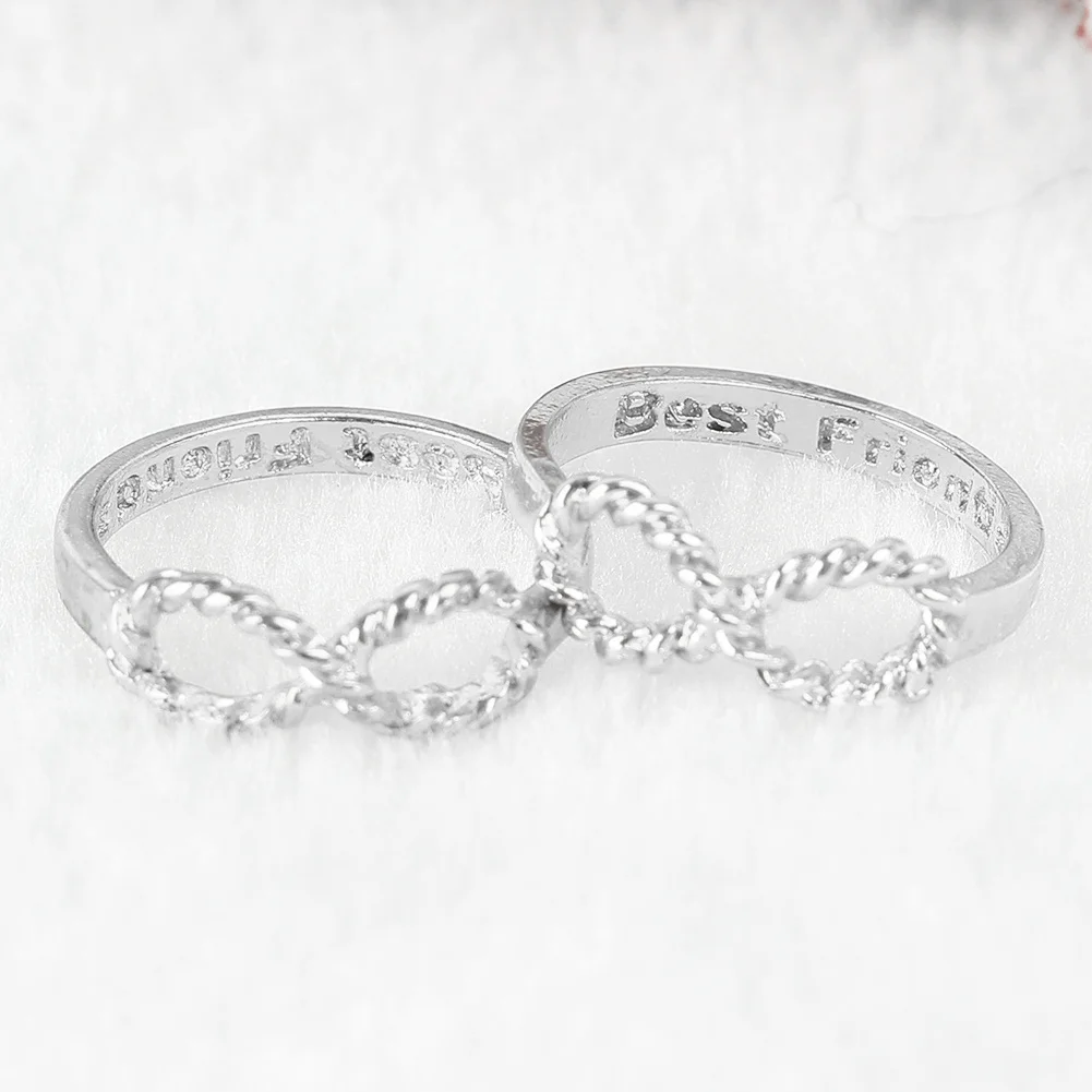 

2 pcs Best Friends Letter Friendship Lucky 8 Shape Ring Wish Jewelry for Women Birthday Gift Fashion Jewelry Accessories