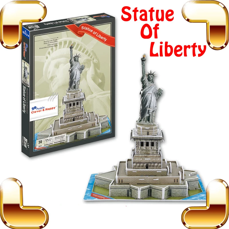 

New Year Gift American Statue Of Liberty 3D Puzzle Statue Puzzle National Symbol Building Paper Puzzle Game DIY Fun Toys Present