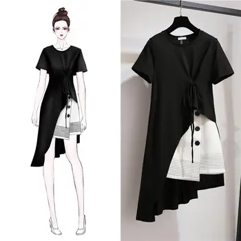 

2020 Spring Summer Fashion Women Elegant Casual Two-Piece Set Female Short Sleeve Irregular Tops & A-Line Mini Skirt Sets J210