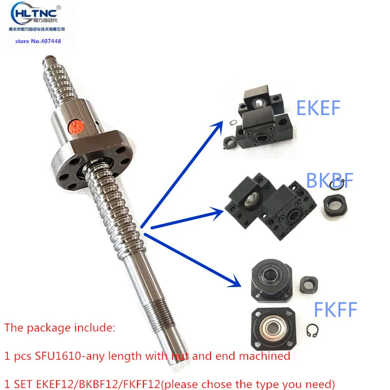 

16mm ball screw 1500mm with end machining + ballscrew nut + support FKFF12 BKBF12 EKEF12