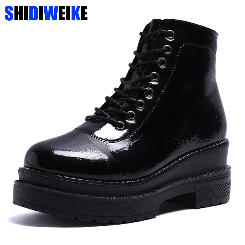 

Size 35-40 2018 New Ankle Women's Boots Spring Cool Martin Rain Shoes Woman Outdoor Western High Heels Female Platform Boot m388