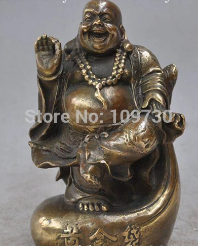 

003414 China buddhism Bronze Copper happy Laugh Maitreya Buddha wealth lucky statue