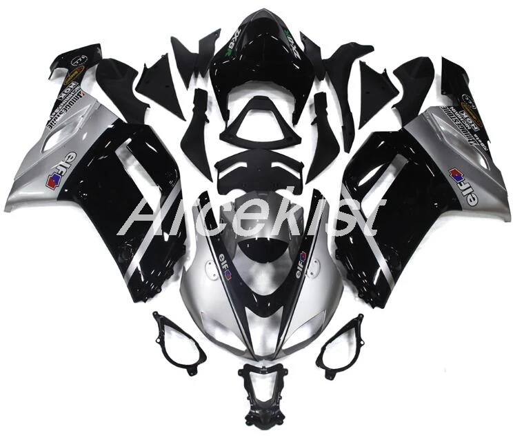 

OEM Quality New Abs Fairings Kit Fit for kawasaki Ninja ZX6R 636 2007 2008 07 08 6R ZX-6R Bodywork set black silver elf