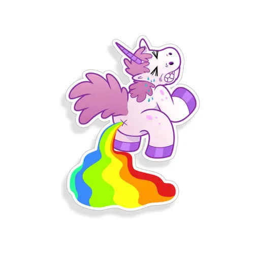 XP0008 Unicorn Pooping Sticker Car Window Bumper Car Laptop Cup Helmet Poop Decor Decal   5 tall by 3.75 wide