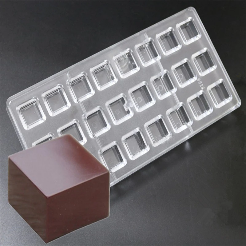 

1PC 24 cavities square cube shaped Hard Polycarbonate Chocolate Mould PC Candy Pasta Tool Injection PC Cake Mold