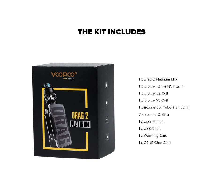 VOOPOO DRAG 2 комплект из платины 5 мл Uforce T2 Танк Uforce U2 N3 177 Вт Макс выход Электронная сигарета против Voopoo Drag 2 комплект смолы