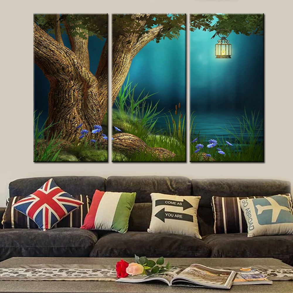 Tree Modular Paintings on The Walls Canvas Painting 3 Piece Landscape ...