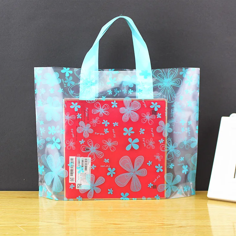 10pcs/lot New Style clothes large flower Plastic Gift Bags With Handles
