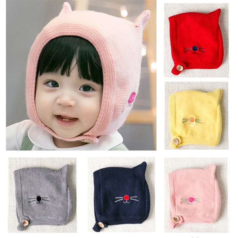 Toddler Infant Baby Girls Boys Knitted Hats 3 24months Baby Cute Cat