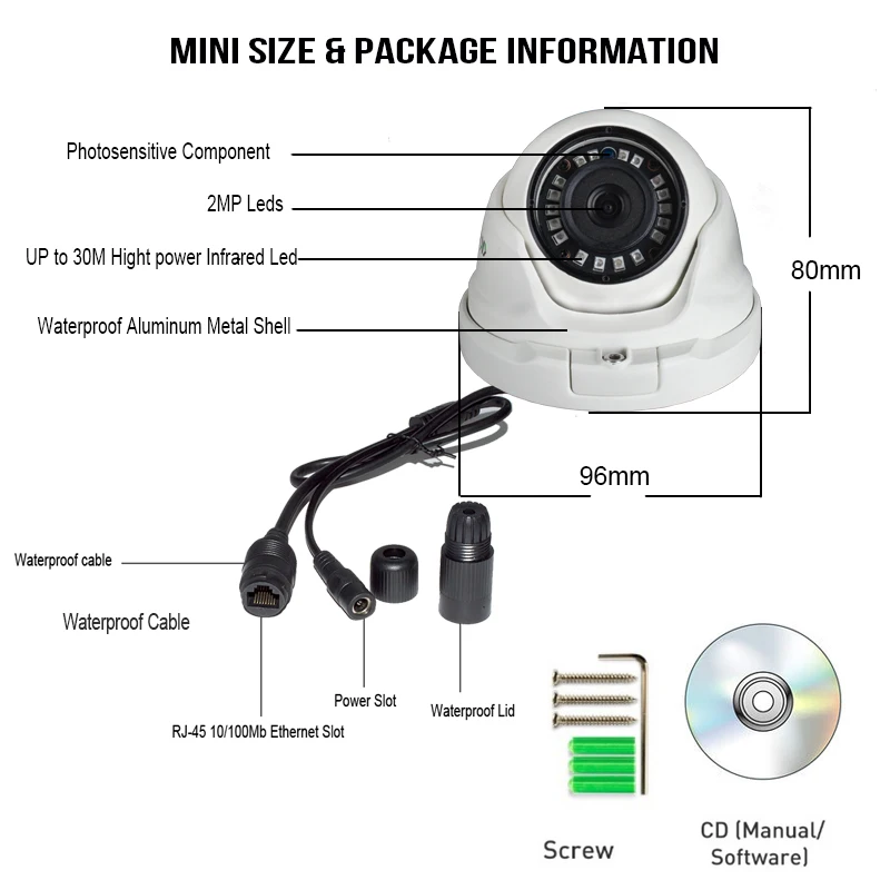 KingCam 2,8 мм объектив широкоугольная металлическая POE IP камера 1080P 960P 720P безопасность наружная ONVIF сеть видеонаблюдения Купольная ipcam