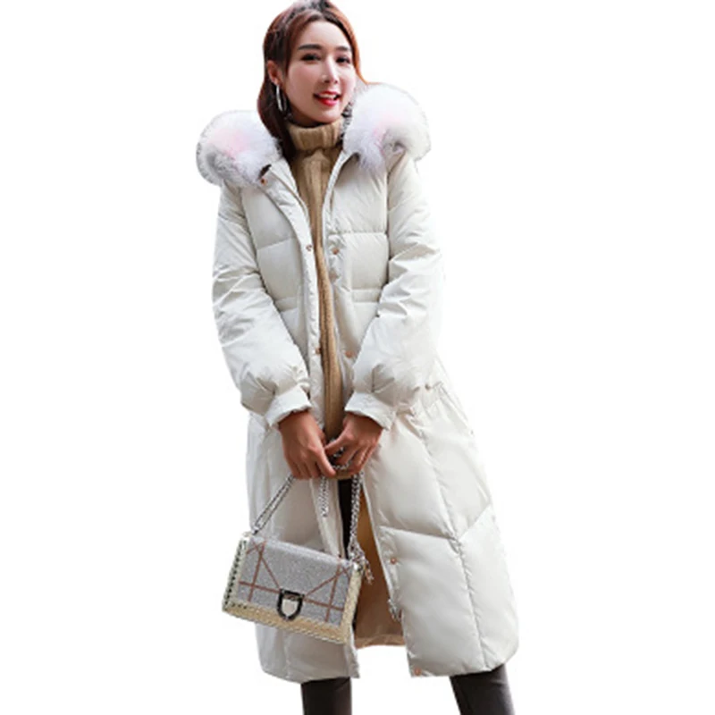 Female Casual Hooded Down Jackets Fashion Big Fur Collar