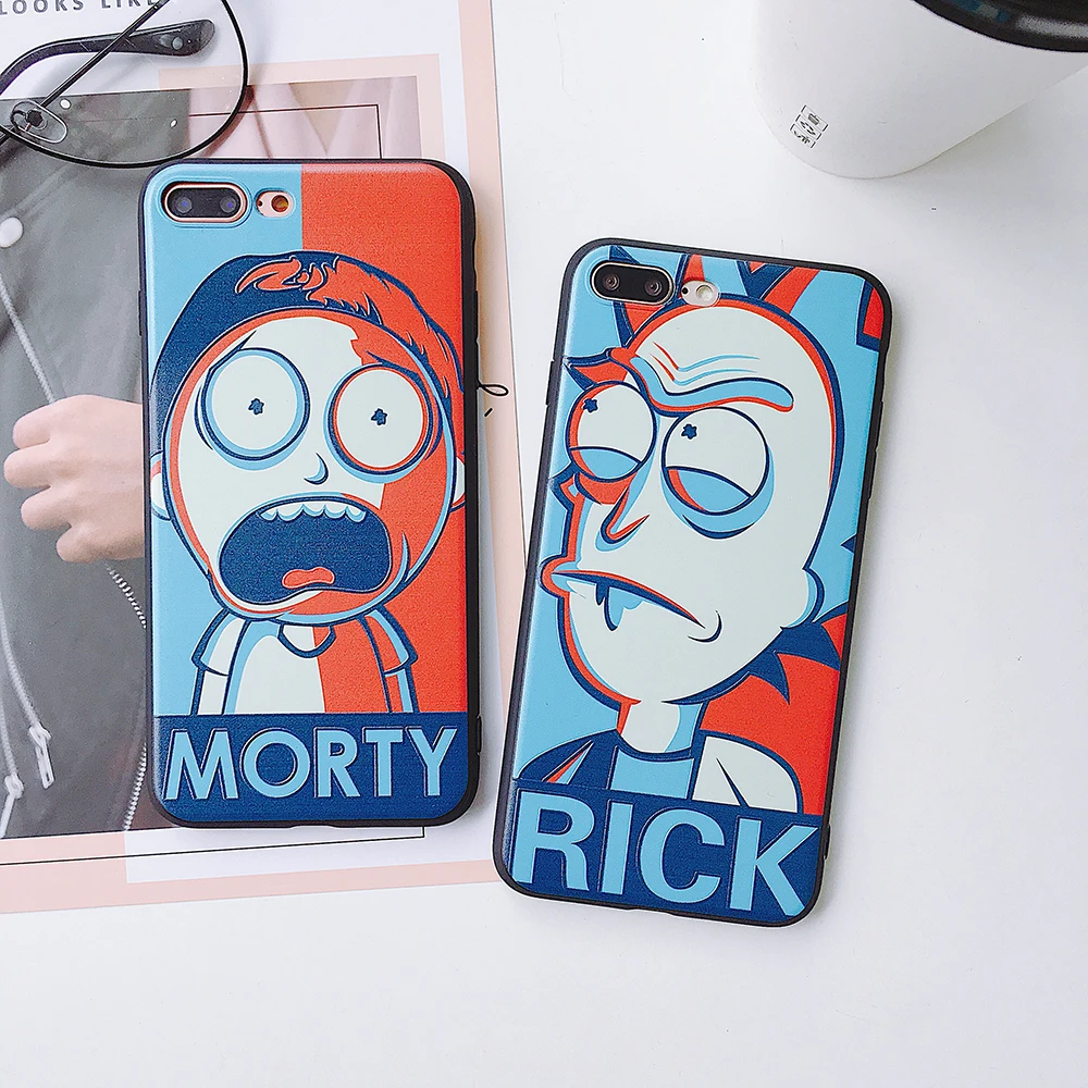 

Rick And Morty Funny Cartoon Phone Case For iPhone X 7 8 6 6S Plus Soft TPU Silicone 3D Relief Cover For iPhone XS Max XR Fundas