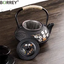 BORREY, 800 мл, японский чугунный чайник, чайник с заваркой, черный чайник, слива, чугунная чайная чашка, металлический чайник, набор