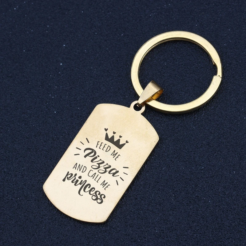 Брелок с гравировкой «Feed Me Pizza» и «Call Me Princess Girlfriend Exclusive Charm Key Ring Holder Tag» для подарка Любителя еды