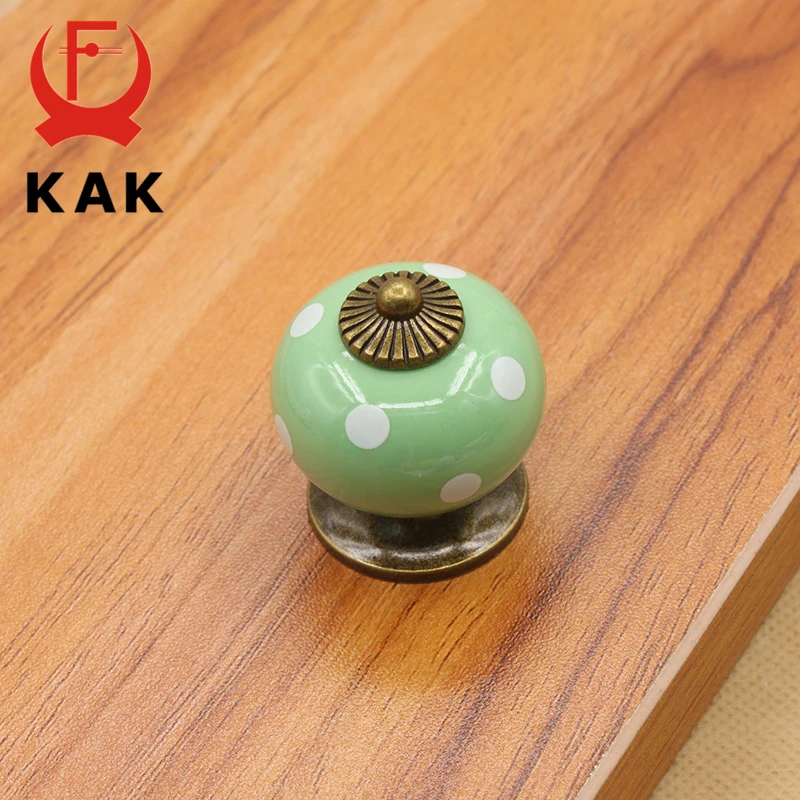 Kak 10pcs Ceramic Drawer Knobs Polka Dot Cabinet Cupboard Handles