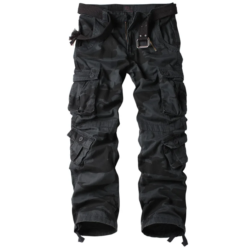  Men's Cotton Military Cargo Pants 8 Pockets Casual Work Combat Trousers Male Military Army Camo Car