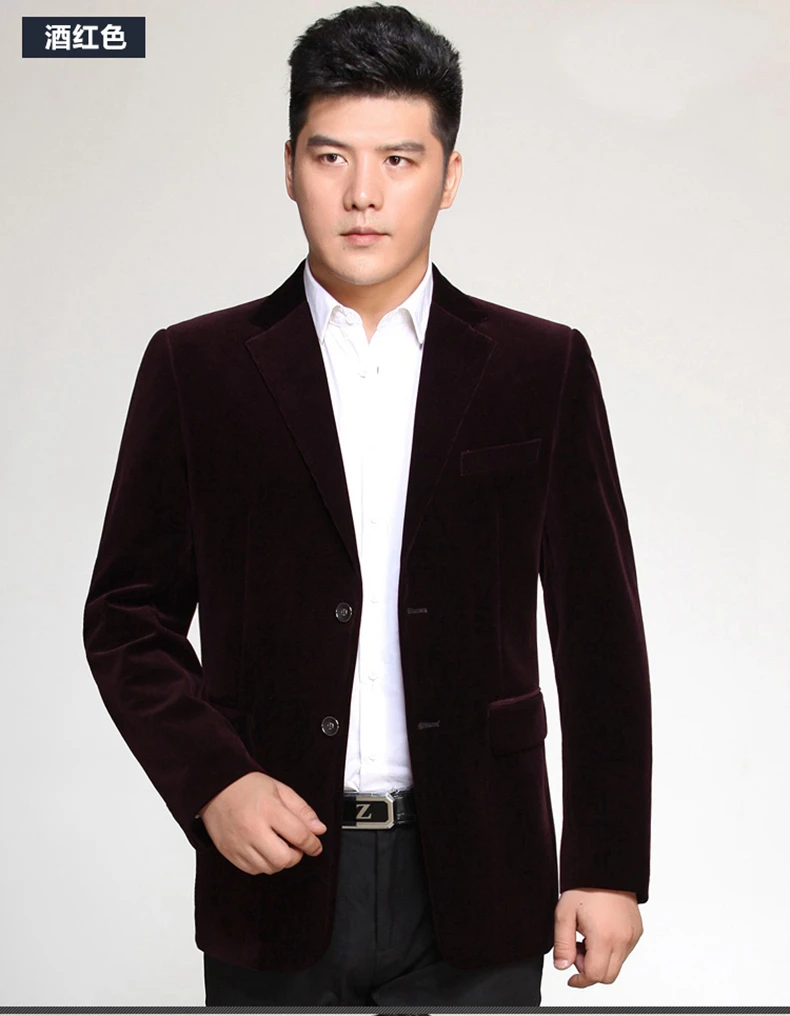 WAEOLSA Men Striped Velvet Blazers Elegant Plain Color Suit Coats Man Wool Blazer Hombre Corduroy Suit Jackets Red Navy Blue Uniform (11)