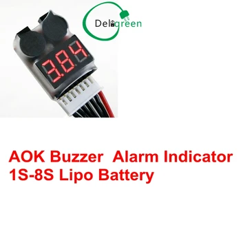 

AOK 1S-8S Li-po Battery Low Voltage Buzzer Alarm Indicator Voltage Tester