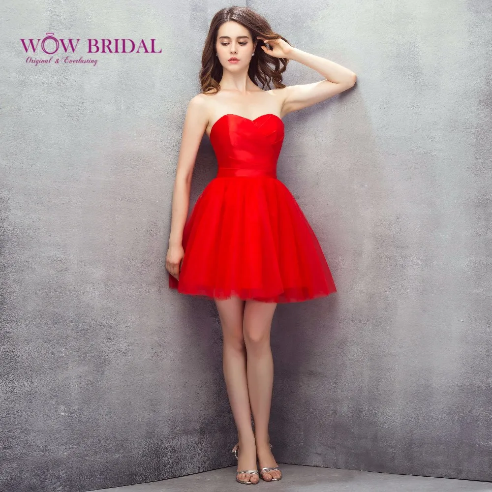 Wowbridal/красное короткое платье из тюли для выпускников, новинка года, выпускные платья высокого качества, пышное милое короткое платье