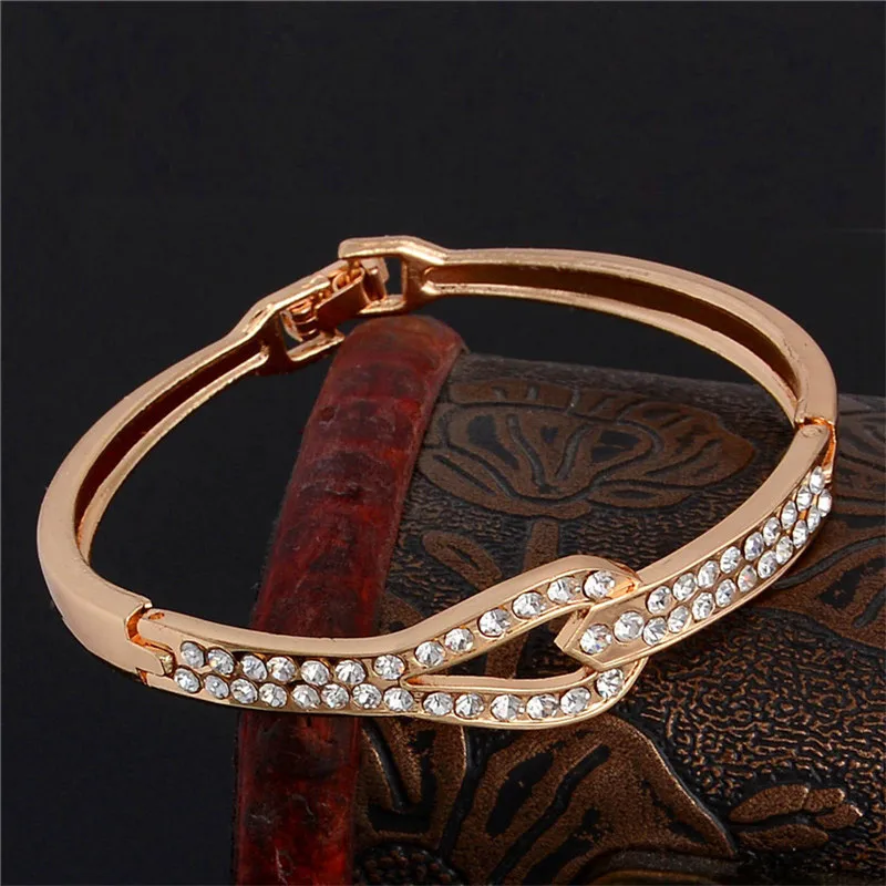 Shuangr горячая Распродажа модные браслеты со стразами розовое золото-цвет браслет для женщин Pulseiras женские украшения TZ329