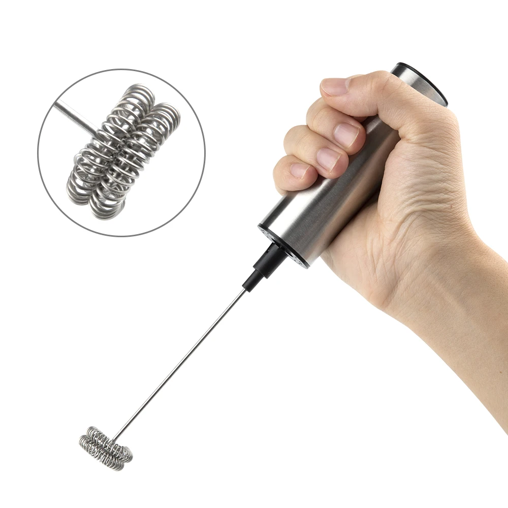 

Double Spring Whisk Head Automatic Milk Frother Stainless Steel Handheld Milk Foamer Drink Mixer Blender for Coffee Cappuccino