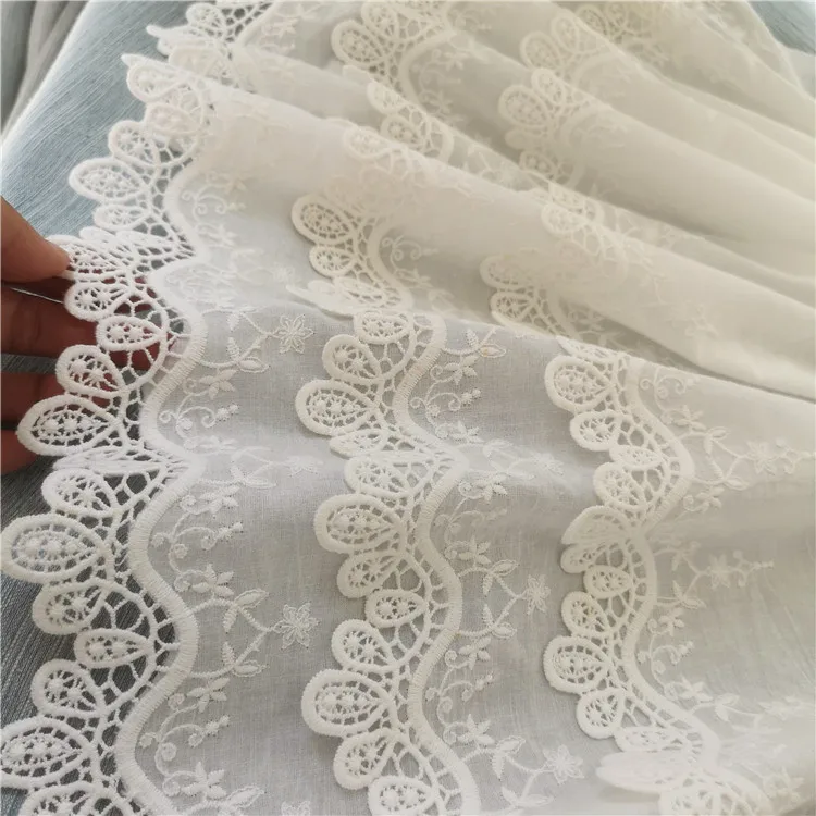 Lace fabric,lace garment accessories,lace sewing supplies,lace accessories,lace sewing accessories Three/Two Layer Embroidered Lace Trim 100% Cotton Cloth 36/23cm 3yards/lot