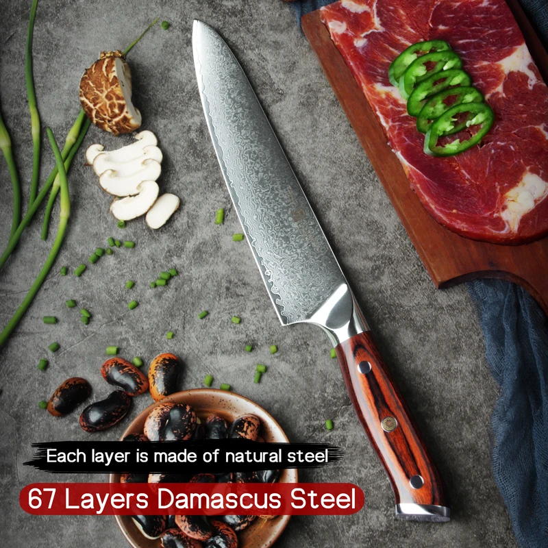 FANGZUO8 дюймовые ножи шеф повара из высокоуглеродистой стали VG10 японский 67 слой
