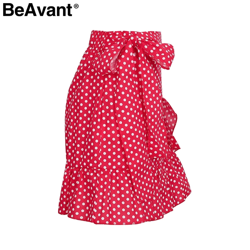 BeAvant Повседневная клетчатая Женская юбка в горошек с цветочным принтом, мини-юбка с оборками, Женская сексуальная пляжная короткая юбка с высокой талией, лето