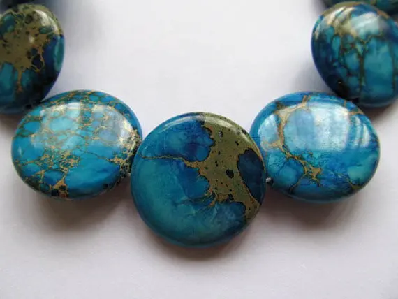 18MM BLUE IMPERIAL JASPER GEMSTONE ROUND LOOSE BEADS 7.5/"