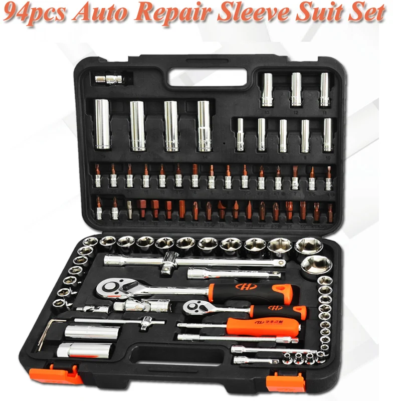 94pcs Socket Wrench Tool Set Auto Repair Sleeve Tool Kit Car Repair And Maintenance Tool Set with Plastic Toolbox Storage Case 94pcs Socket Wrench Tool Set Auto Repair Sleeve Tool Kit Car Repair And Maintenance Tool Set with Plastic Toolbox Storage Case